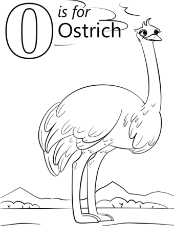 Letter O Is For Ostrich Coloring Page